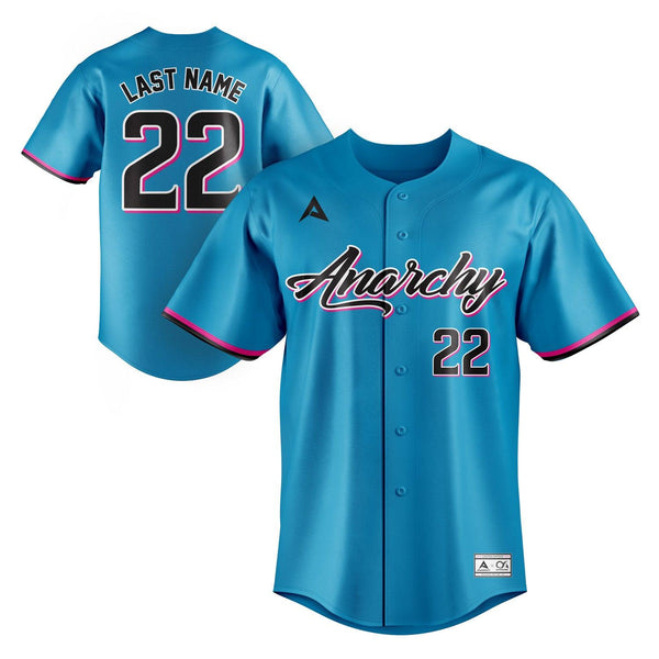 Anarchy Short Sleeve Full Button Jersey (Customized Buy-In) - Blue - Smash It Sports