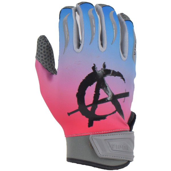 Viper Lite Premium Batting Gloves Leather Palm - Anarchy Edition Pink/Carolina Fade - Smash It Sports