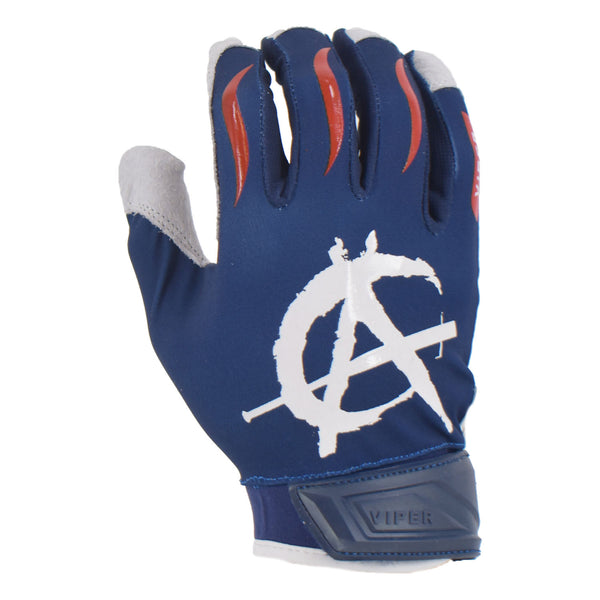 Viper Lite Premium Batting Gloves Leather Palm - Anarchy Edition Navy/Red/White - Smash It Sports