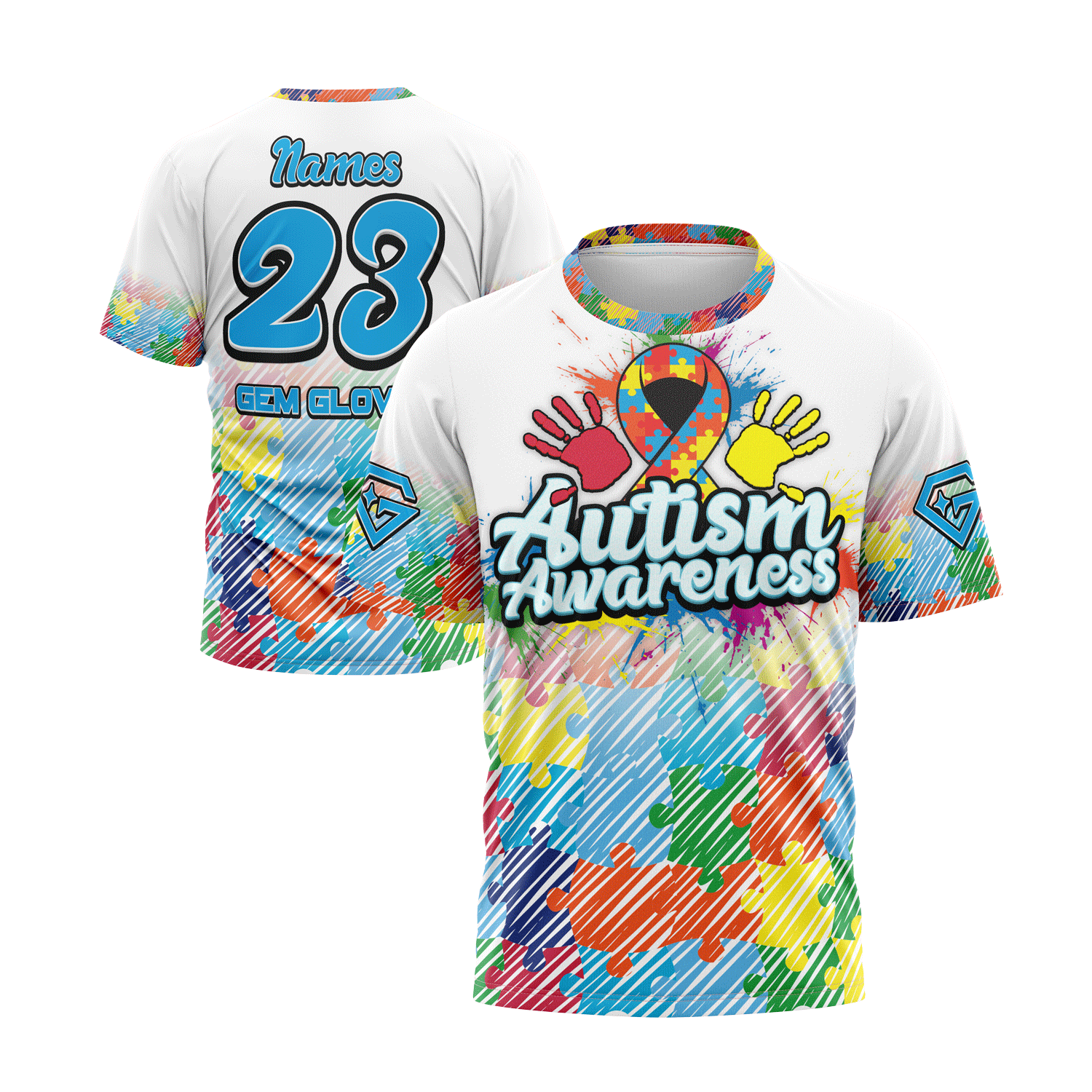 2026 Gem Gloves Autism Awareness Short Sleeve Jersey (Customized Buy-In)