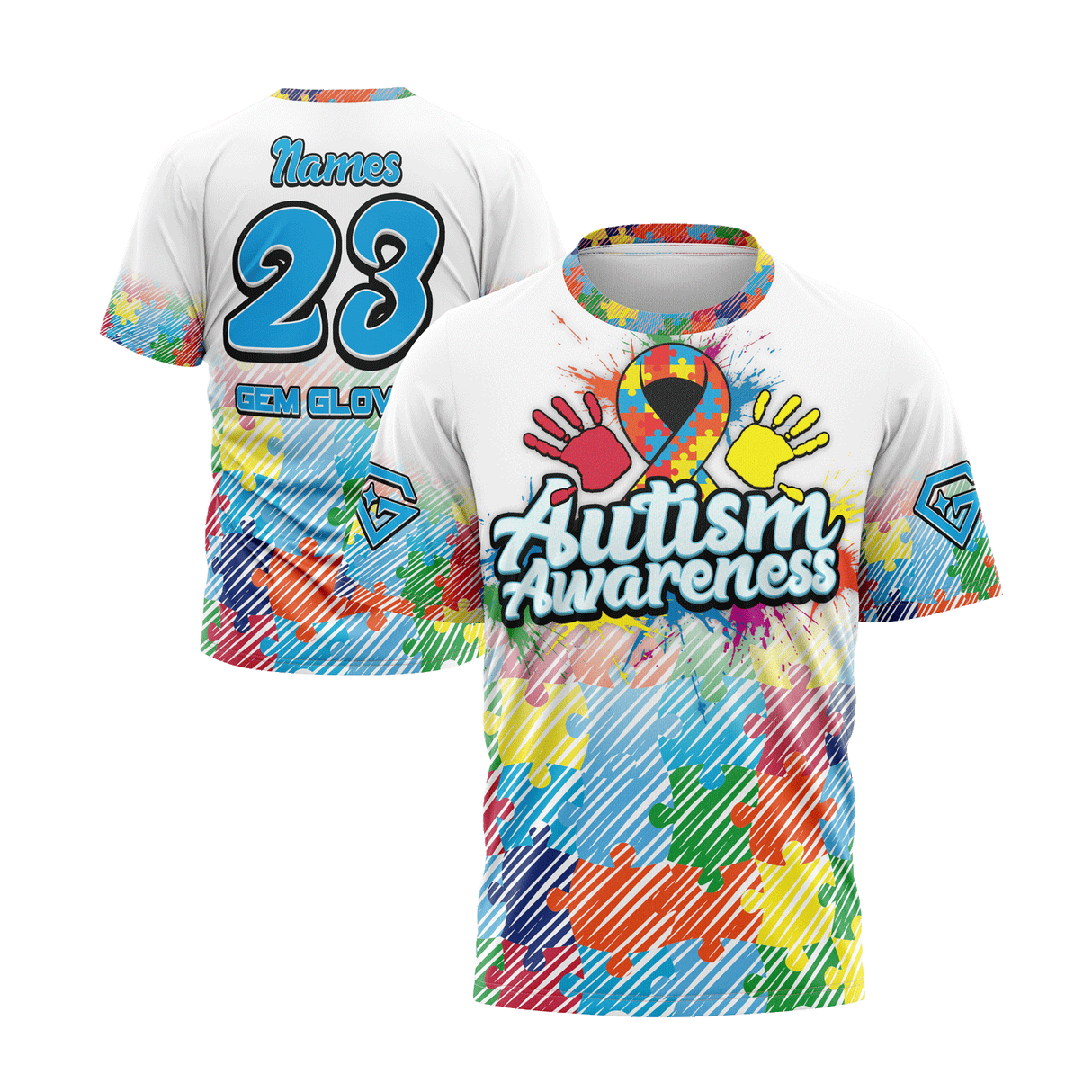 2026 Gem Gloves Autism Awareness Short Sleeve Jersey (Customized Buy-In)