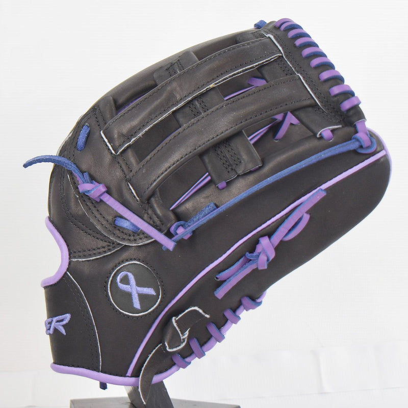 Viper Japanese Kip Leather Slowpitch Softball Fielding Glove Black/Purple Pancreatic Cancer Awareness - Smash It Sports