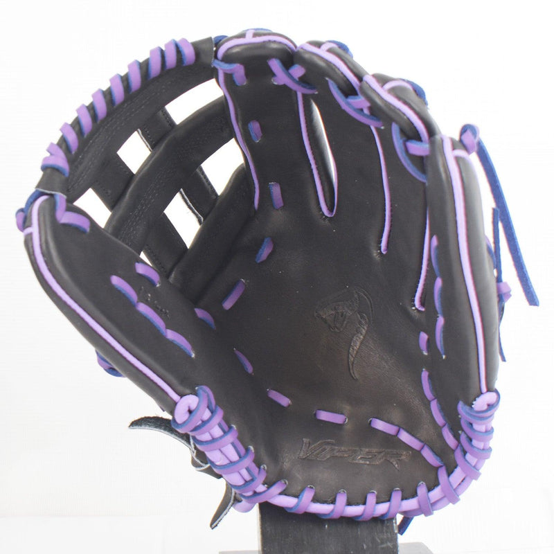 Viper Japanese Kip Leather Slowpitch Softball Fielding Glove Black/Purple Pancreatic Cancer Awareness - Smash It Sports