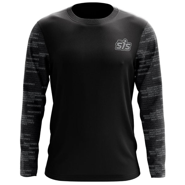 Smash It Sports Long Sleeve Shirt - Repeat Sleeve (Black/Grey) - Smash It Sports