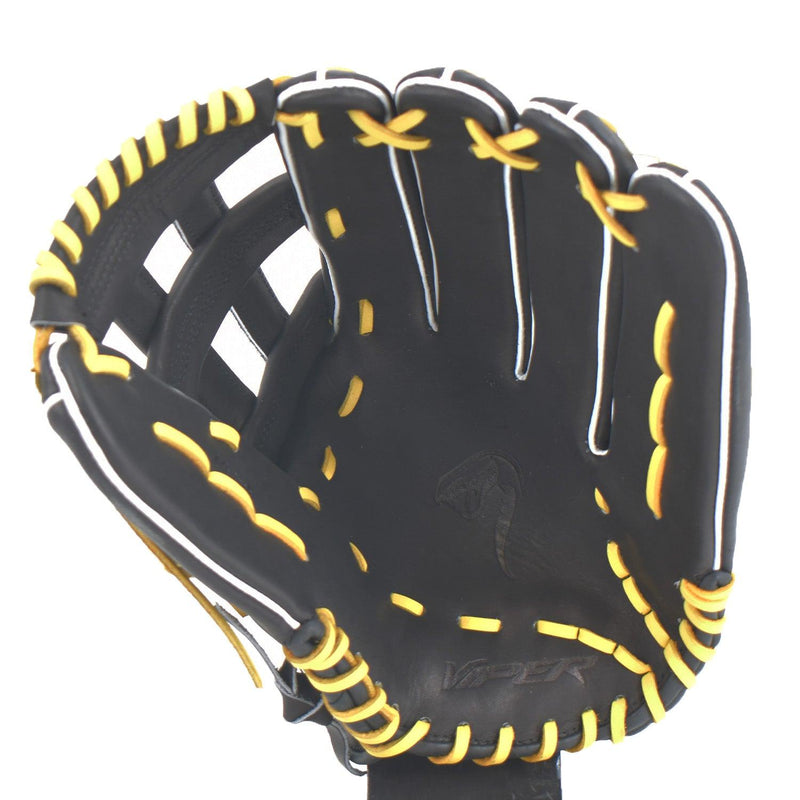 Viper Japanese Kip Leather Slowpitch Softball Fielding Glove Black/Yellow - Smash It Sports