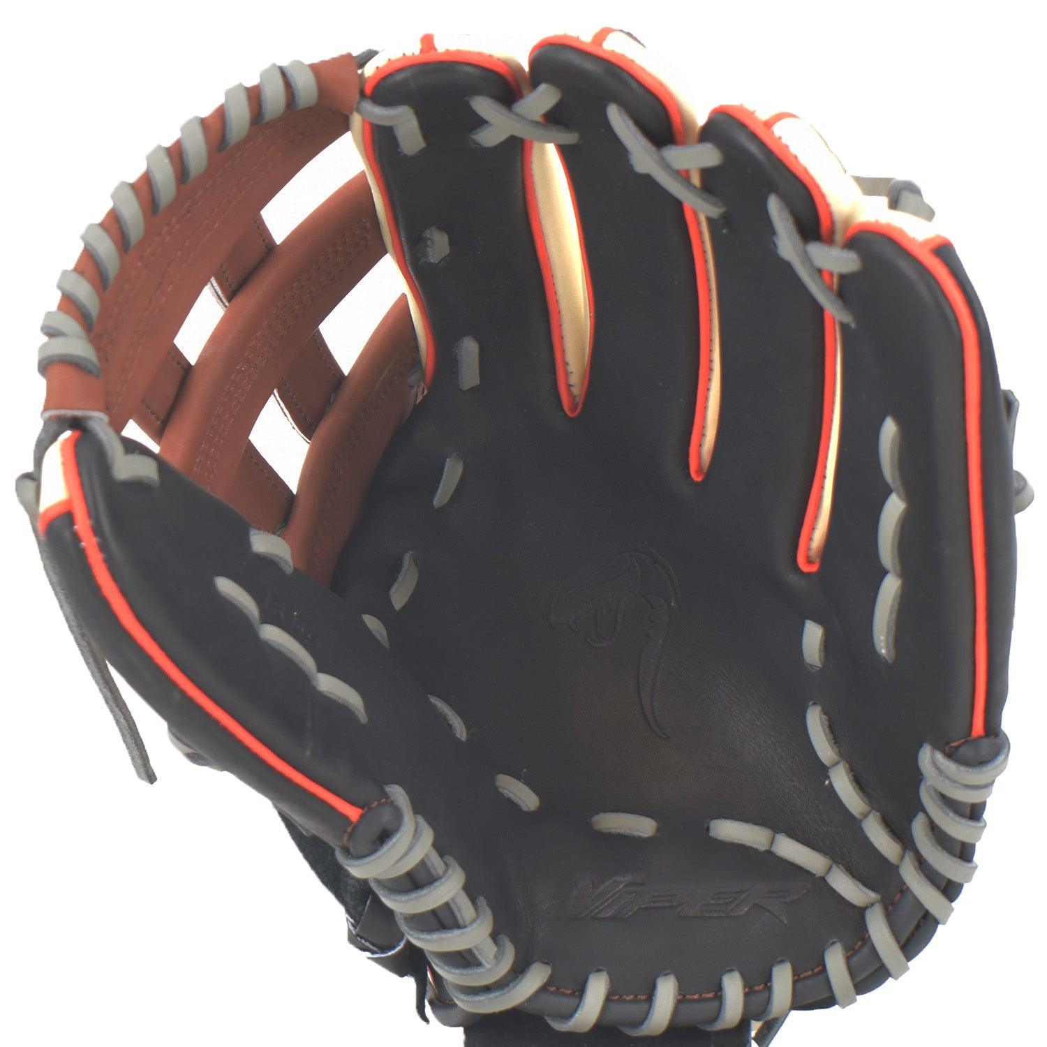 Viper Japanese Kip Leather Slowpitch Softball Fielding Glove Carmel Black Tan - Smash It Sports