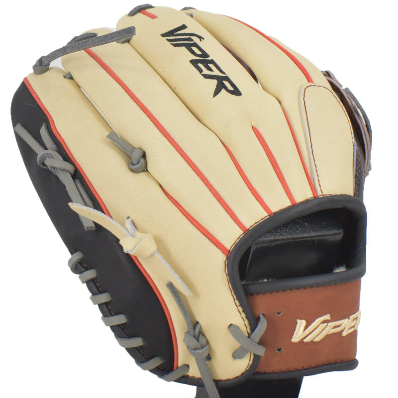 Viper Japanese Kip Leather Slowpitch Softball Fielding Glove Carmel Black Tan - Smash It Sports