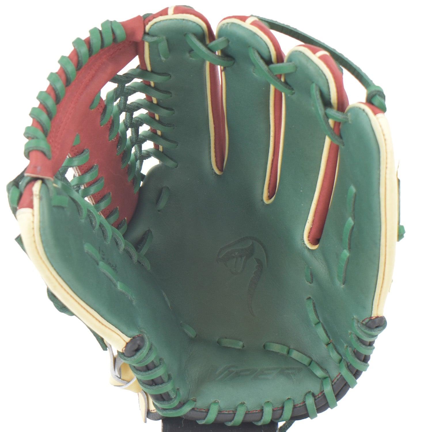 Viper Japanese Kip Leather Slowpitch Softball Fielding Glove Carmel Green Tan - Smash It Sports