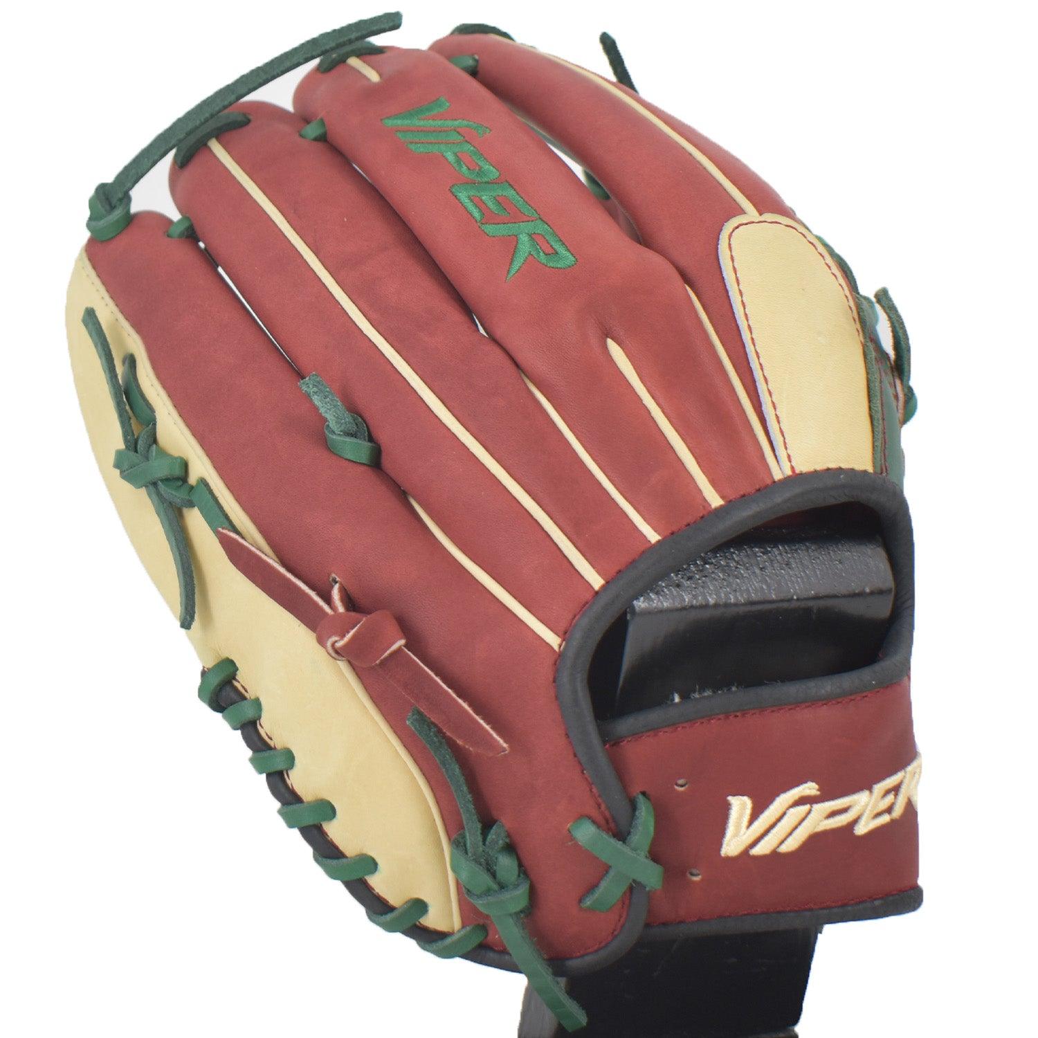 Viper Japanese Kip Leather Slowpitch Softball Fielding Glove Carmel Green Tan - Smash It Sports