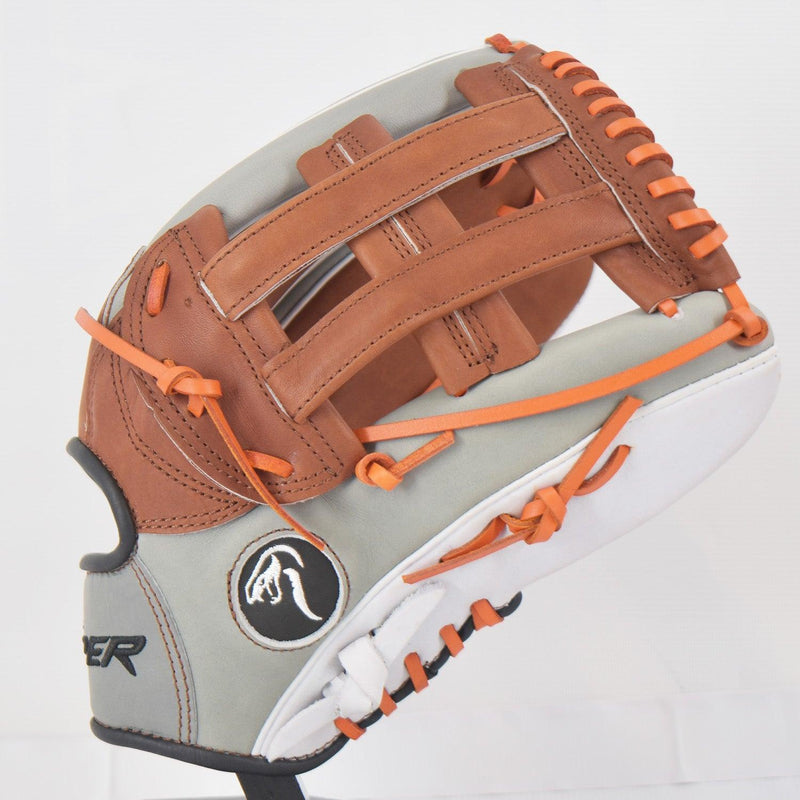 Viper Japanese Kip Leather Slowpitch Softball Fielding Glove Carmel/Grey/White/Orange - Smash It Sports