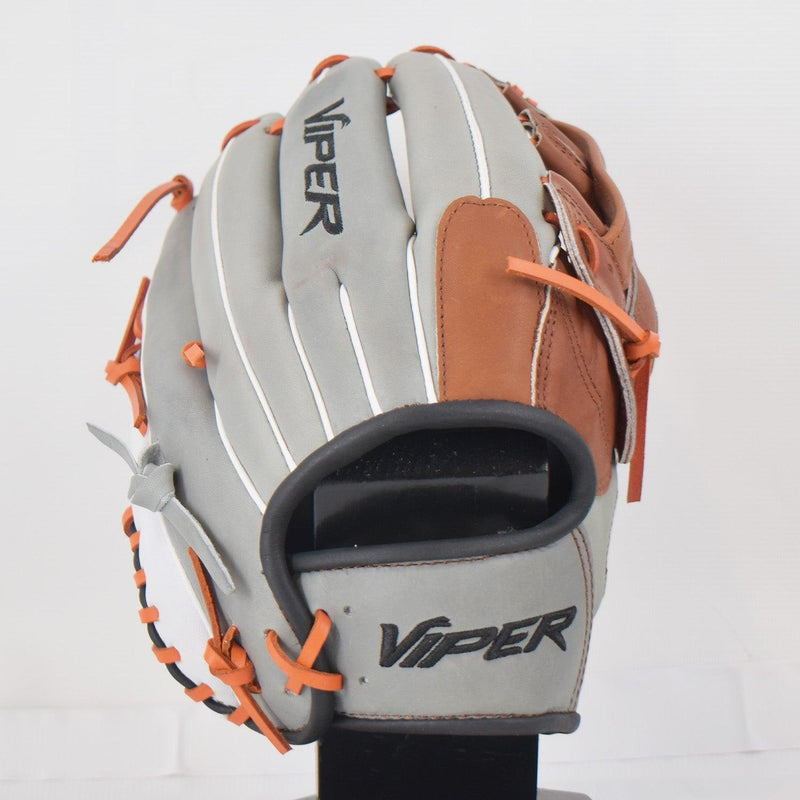 Viper Japanese Kip Leather Slowpitch Softball Fielding Glove Carmel/Grey/White/Orange - Smash It Sports