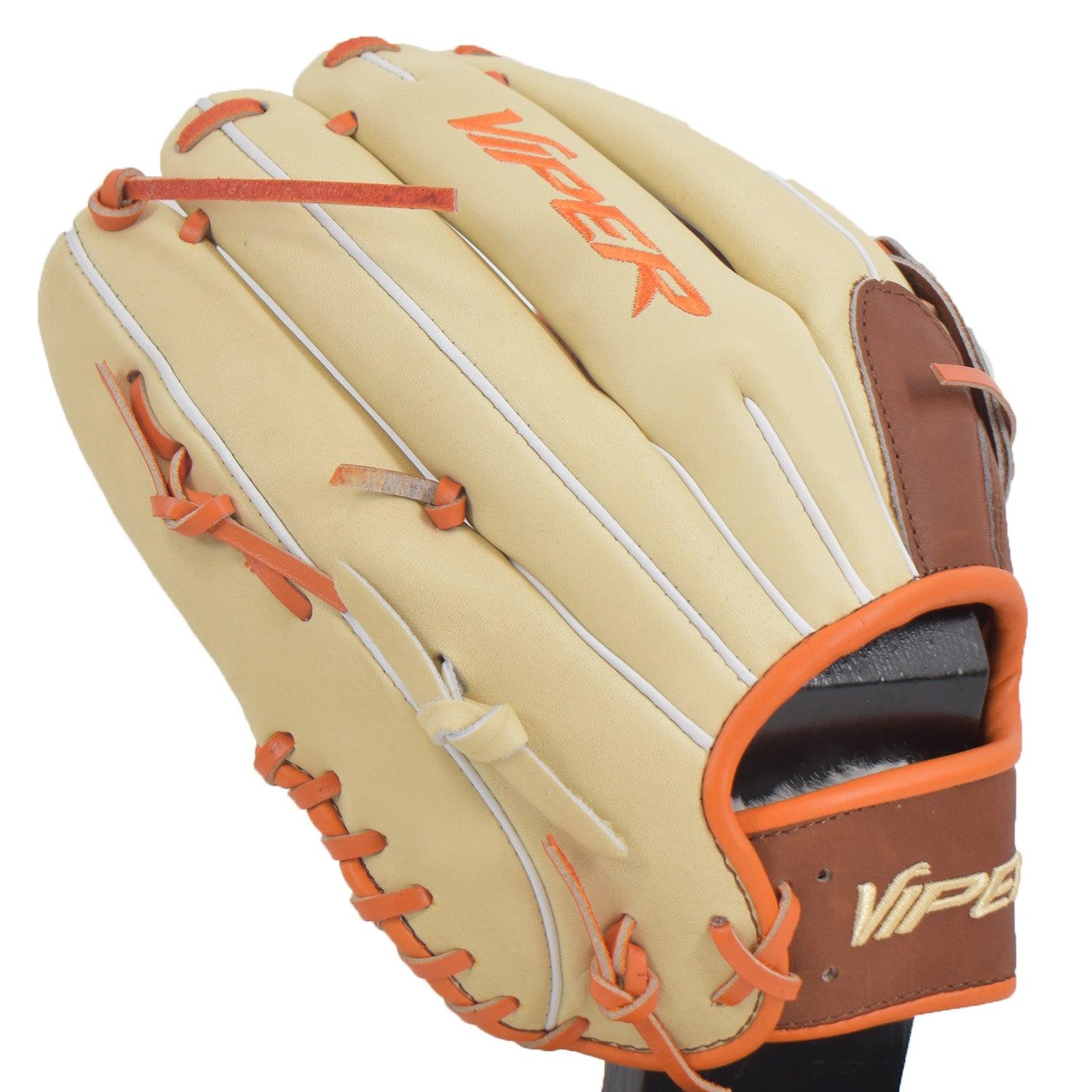 Viper Japanese Kip Leather Slowpitch Softball Fielding Glove Carmel Tan Orange - Smash It Sports