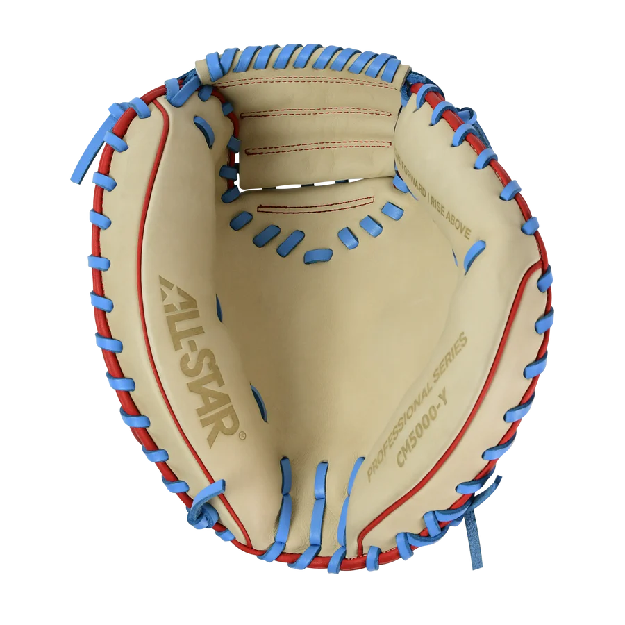 All-Star S7-Elite Pro Travel Fit Catchers Mitt/Glove - Tan/Red/Sky Blue