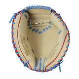 All-Star S7-Elite Pro Travel Fit Catchers Mitt/Glove - Tan/Red/Sky Blue