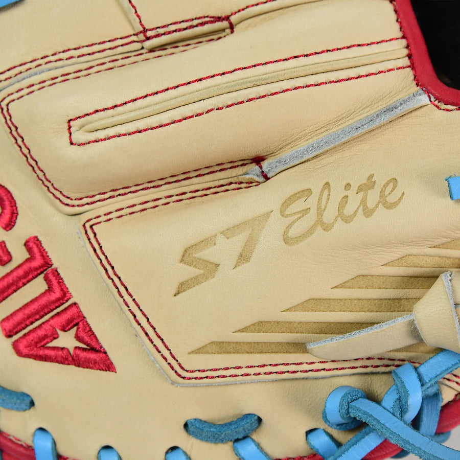 All-Star S7-Elite Pro Travel Fit Catchers Mitt/Glove - Tan/Red/Sky Blue