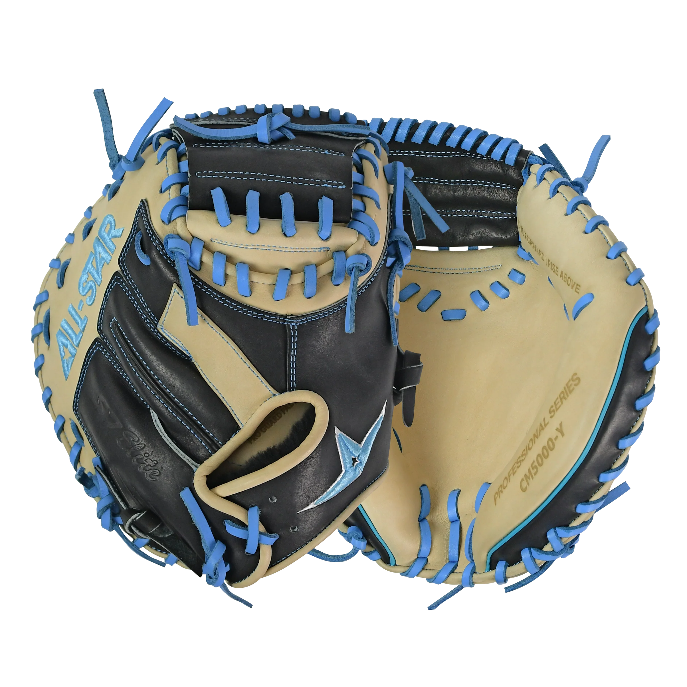 All-Star S7-Elite Pro Travel Fit Catchers Mitt/Glove - Black/Tan/Sky Blue