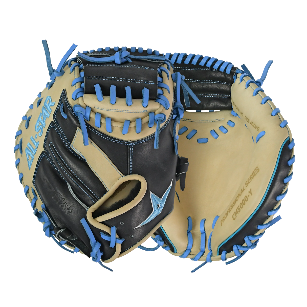 All-Star S7-Elite Pro Travel Fit Catchers Mitt/Glove - Black/Tan/Sky Blue