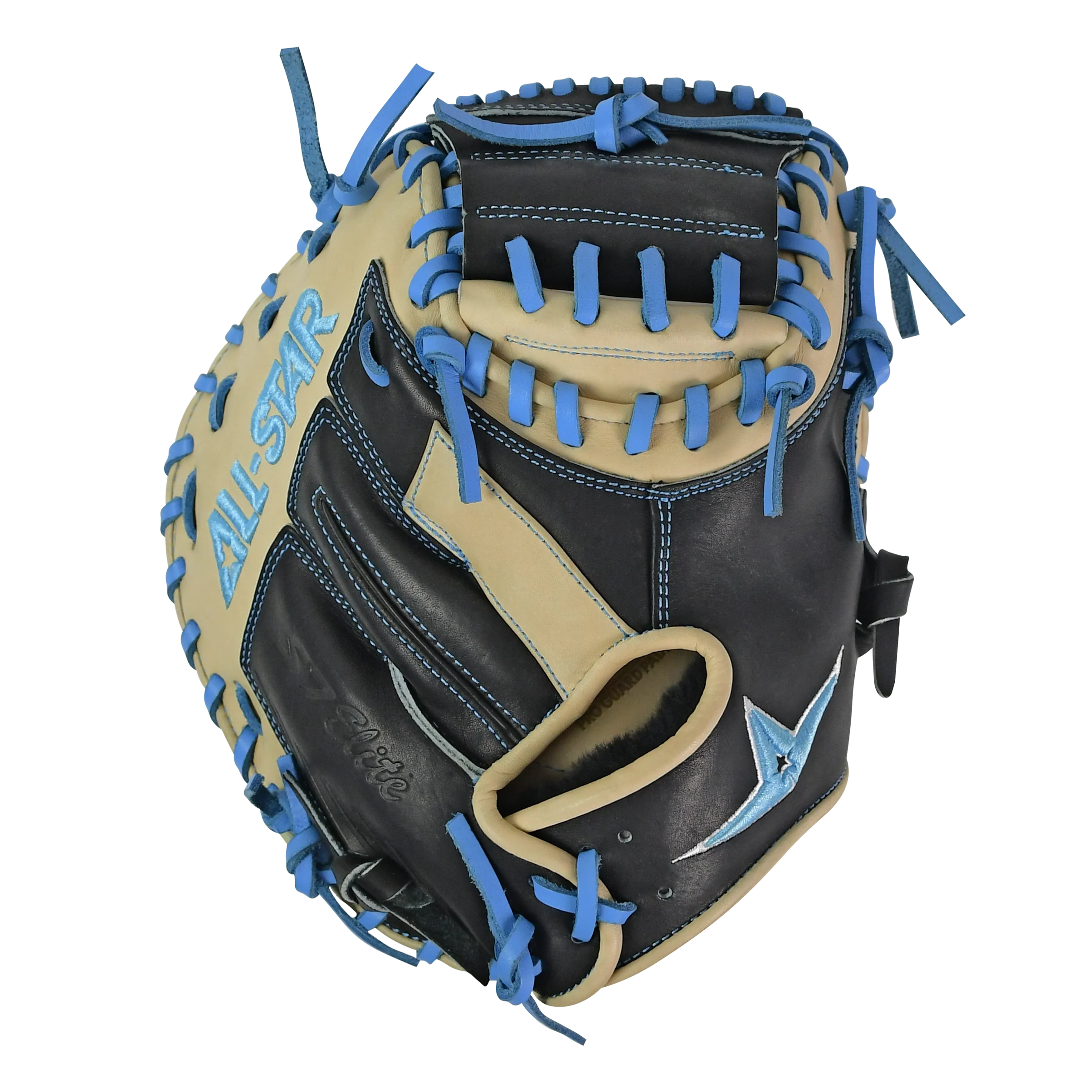 All-Star S7-Elite Pro Travel Fit Catchers Mitt/Glove - Black/Tan/Sky Blue
