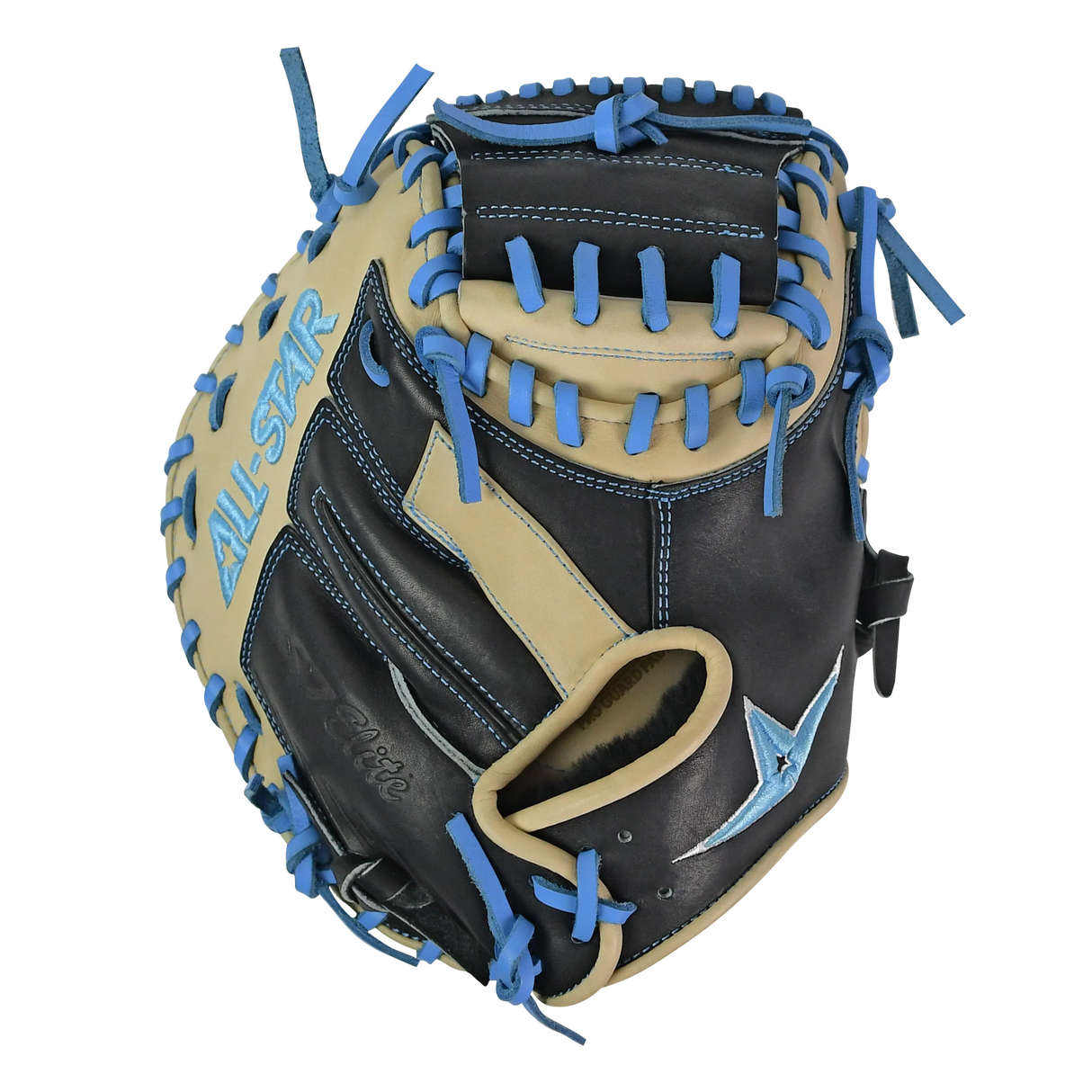 All-Star S7-Elite Pro Travel Fit Catchers Mitt/Glove - Black/Tan/Sky Blue