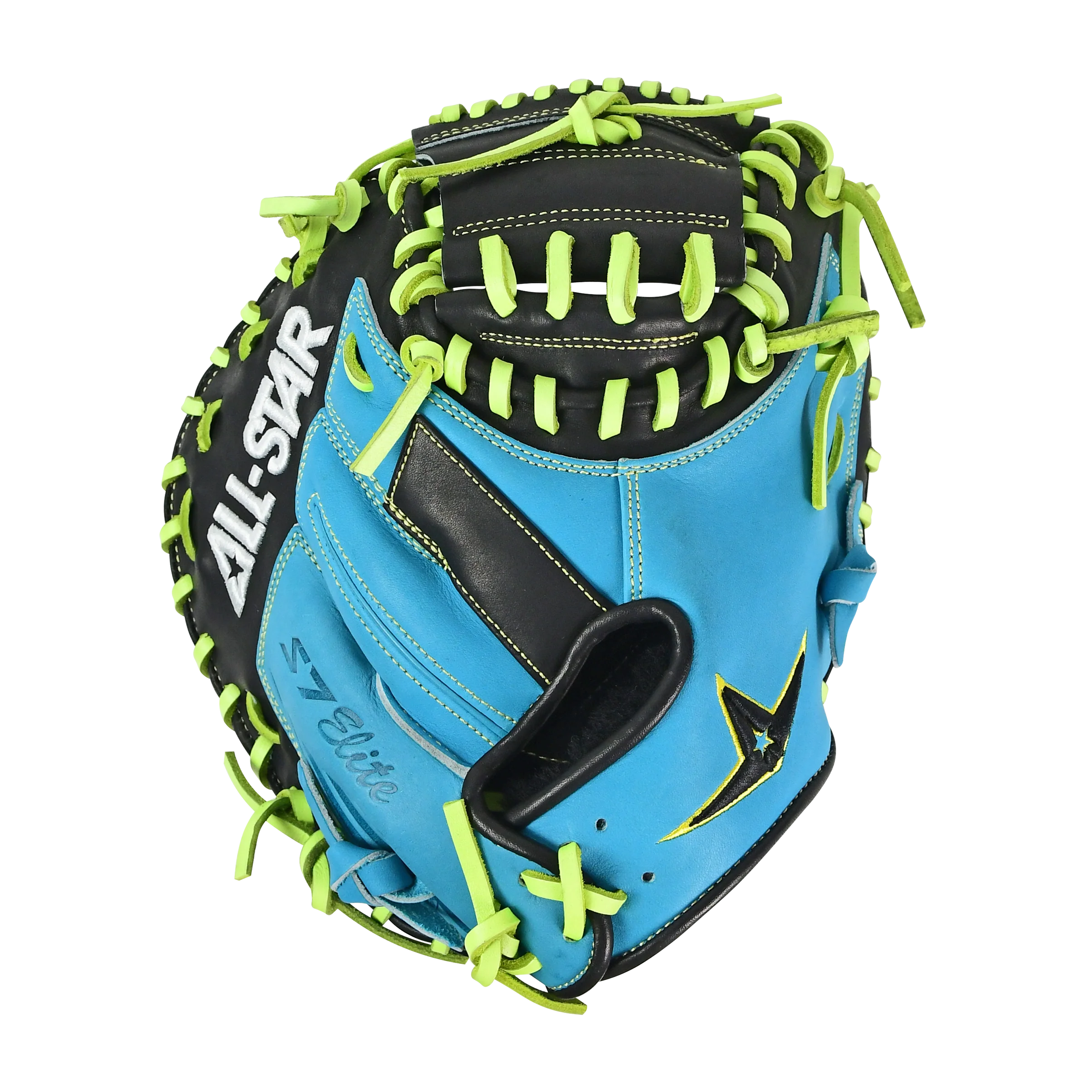 All-Star S7-Elite Pro Travel Fit Catchers Mitt/Glove - Sky Blue/Black/Yellow
