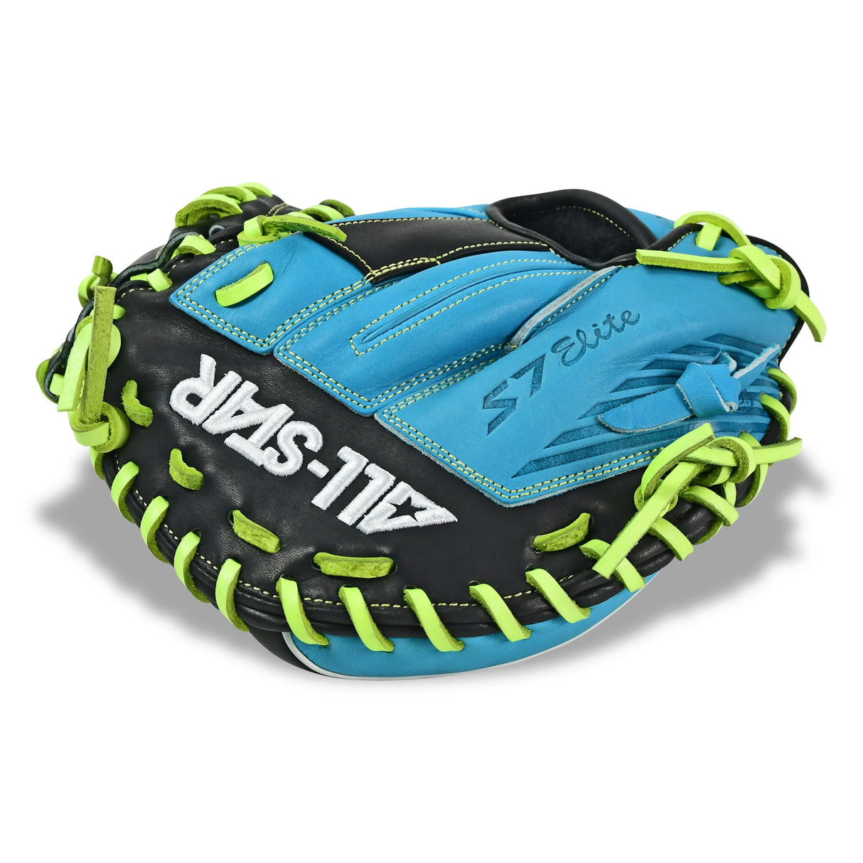 All-Star S7-Elite Pro Travel Fit Catchers Mitt/Glove - Sky Blue/Black/Yellow
