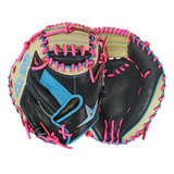 All-Star S7-Elite Pro Travel Fit Catchers Mitt/Glove - Black/Tan/Sky Blue/Pink