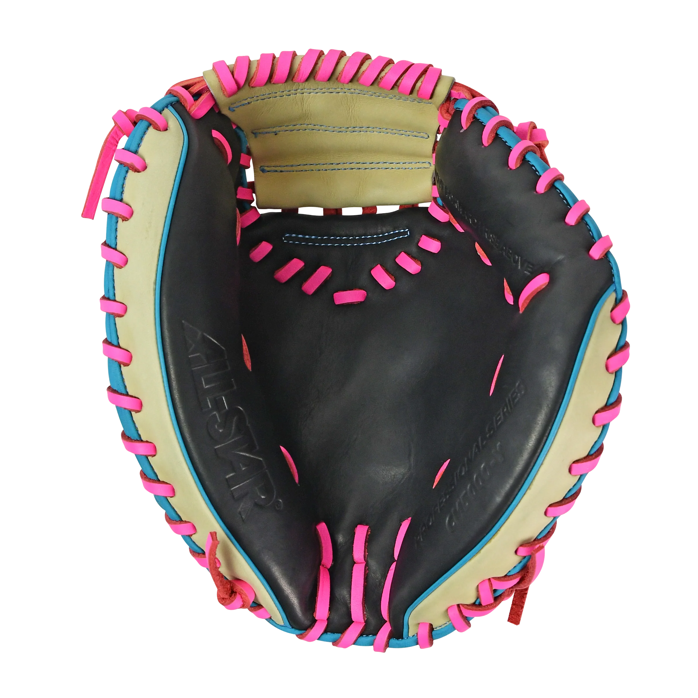 All-Star S7-Elite Pro Travel Fit Catchers Mitt/Glove - Black/Tan/Sky Blue/Pink