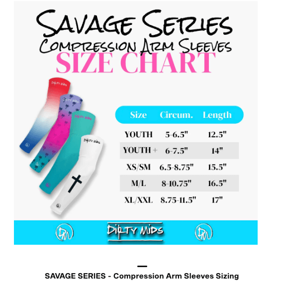 Dirty Mids Savage Series - Compression Arm Sleeves (Multiple Colors) - Smash It Sports