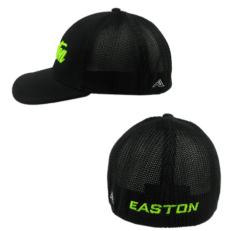 Easton Hat by Pacific (404M) All Black/Volt Script - Smash It Sports