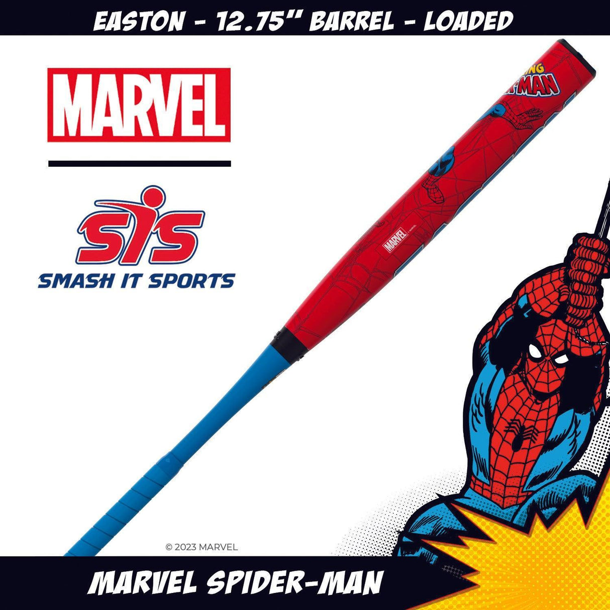 Easton Marvel Spider-Man 12.75" 2PC Loaded USSSA Slowpitch Softball Bat ESU3SPDL - Smash It Sports