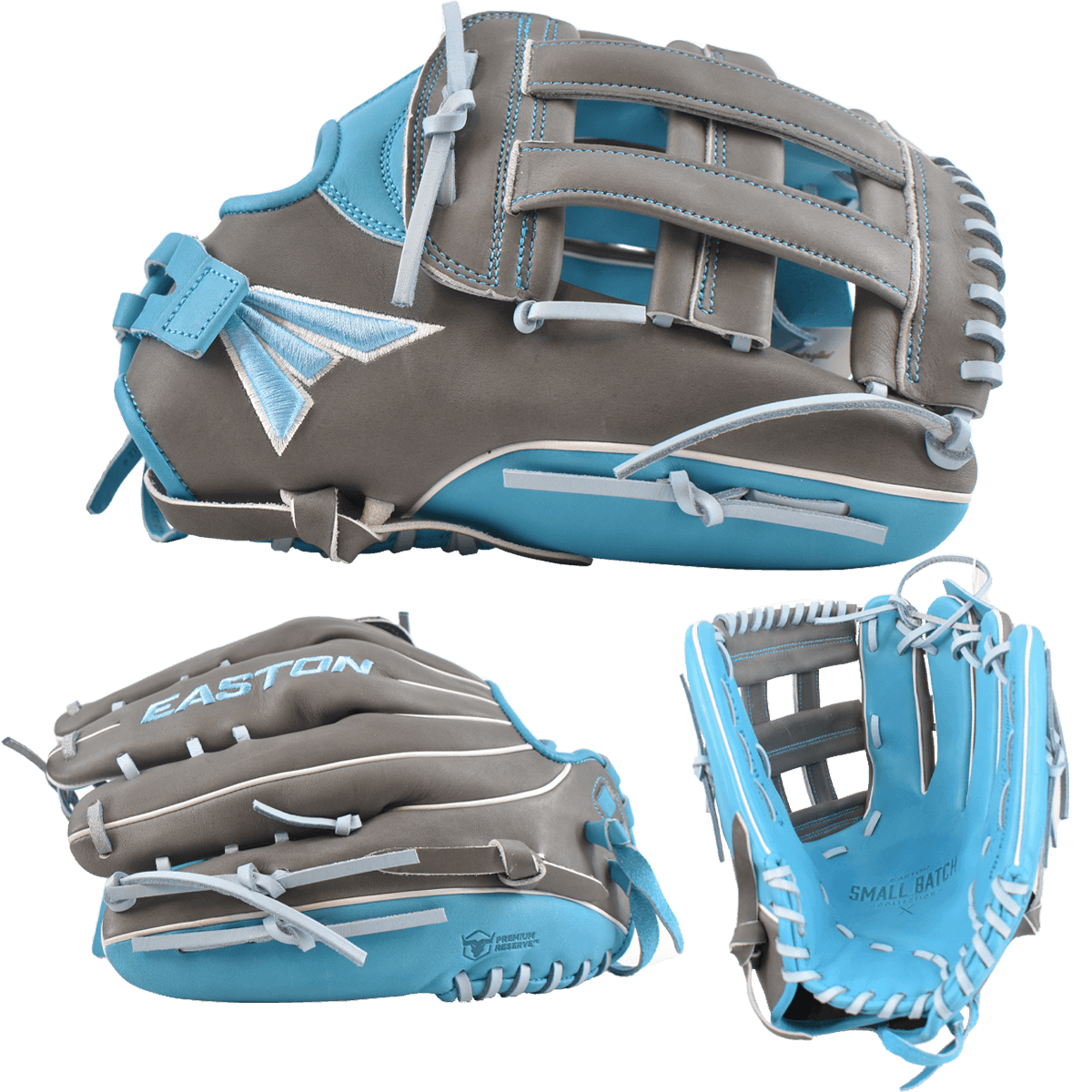 Easton Small Batch No. 73 Slowpitch Softball Glove - Grey/Carolina/Coastal - Smash It Sports