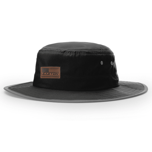 Easton Bucket Hat Black with Leather Flag Patch - Smash It Sports