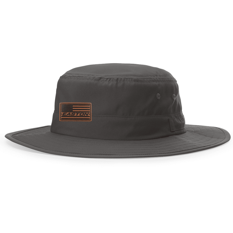 Easton Bucket Hat Charocal with Leather Flag Patch - Smash It Sports