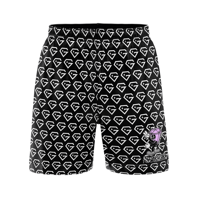 Gem Gloves Mesh Shorts - No Pressure No Diamonds - Black/White - Smash It Sports