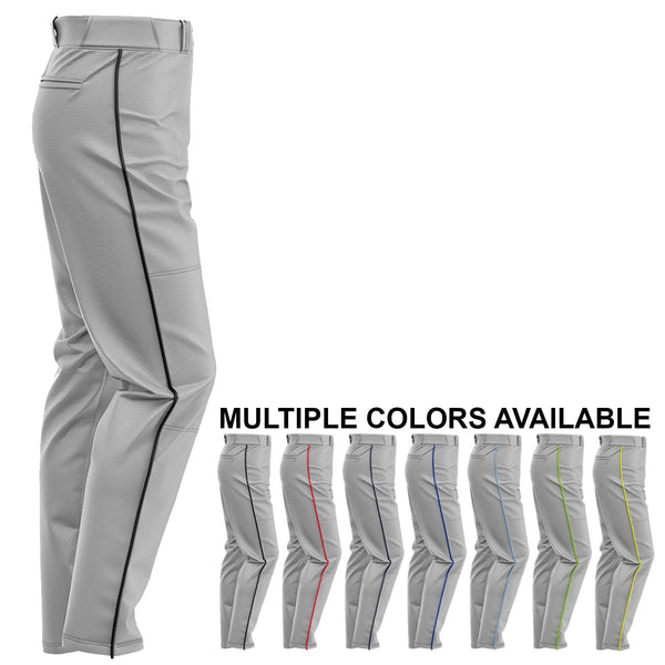 SIS Pro-Line Softball/Baseball Game Pants (Grey w/Colored Piping) - Smash It Sports