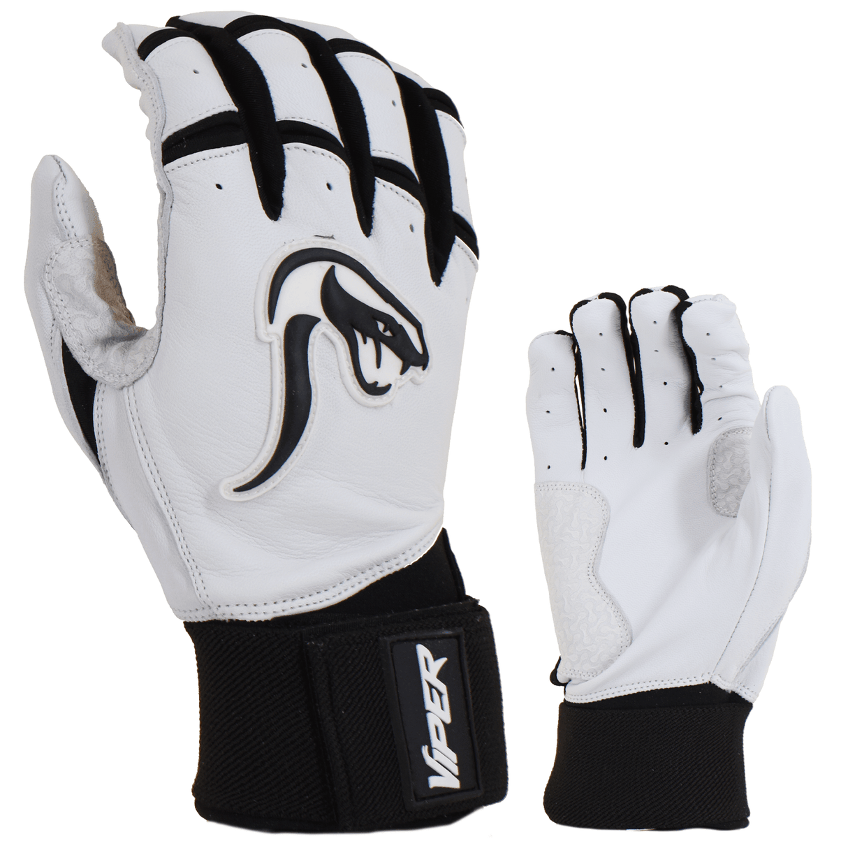 Grindstone Long Cuff Batting Glove - White/Black - Smash It Sports
