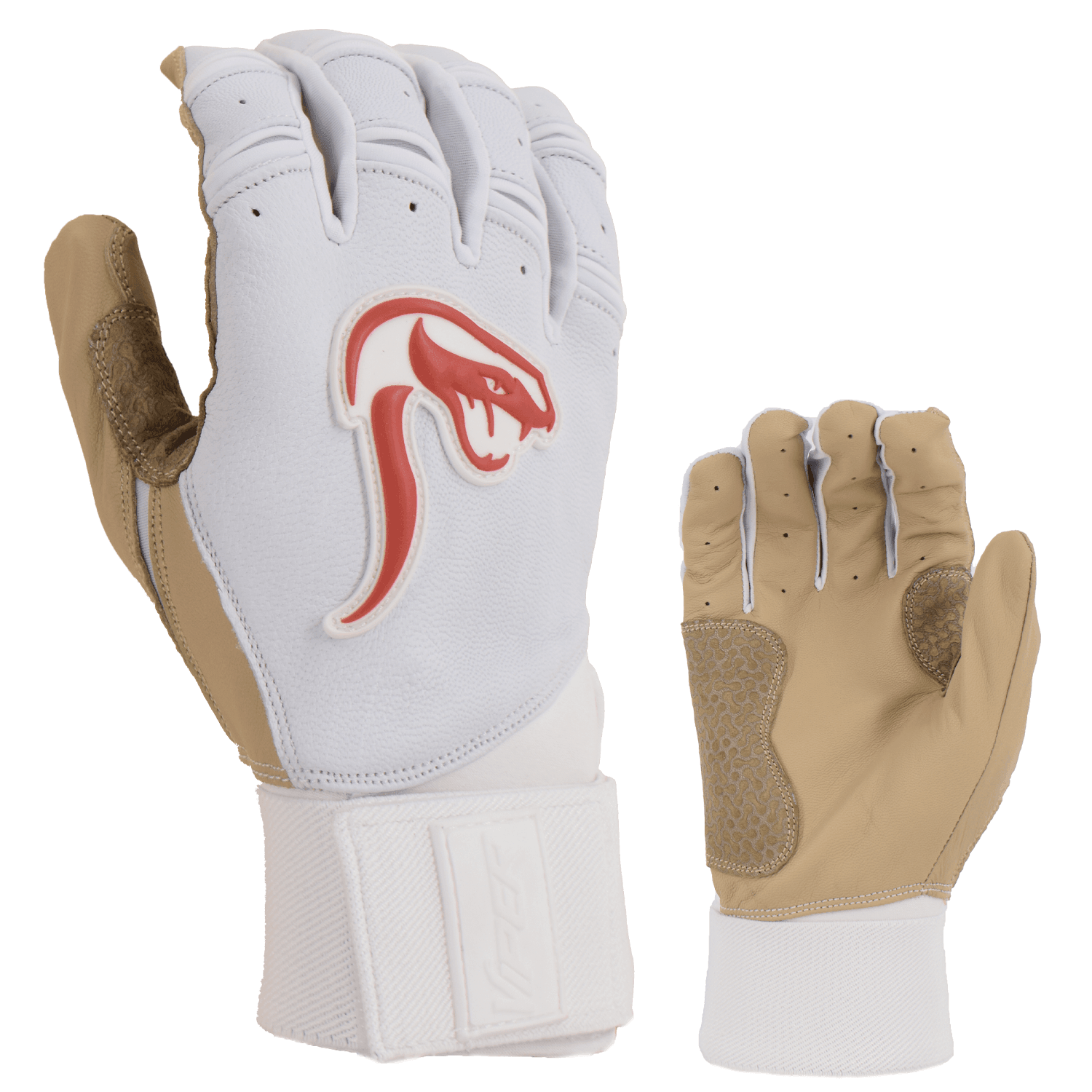 Grindstone Long Cuff Batting Glove - White/Tan - Smash It Sports