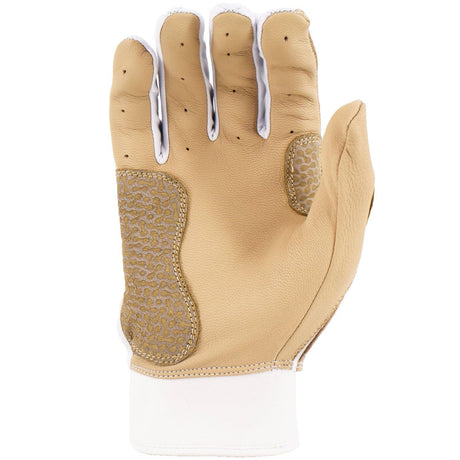 Grindstone Short Cuff Batting Glove - White/Tan/Red - Smash It Sports