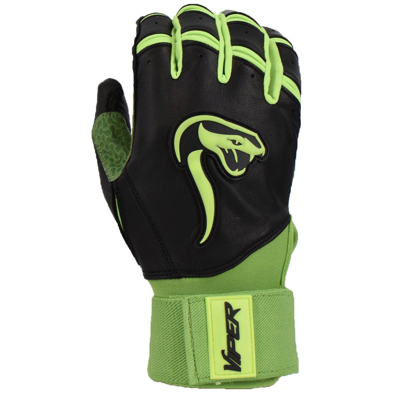 Viper Grindstone Long Cuff Batting Glove - Black/Neon Green - Smash It Sports