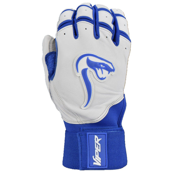 Viper Grindstone Long Cuff Batting Glove - White/Royal Blue - Smash It Sports