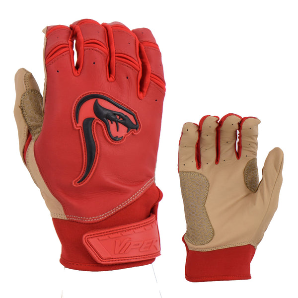 Viper Grindstone Short Cuff Batting Glove - Red/Tan