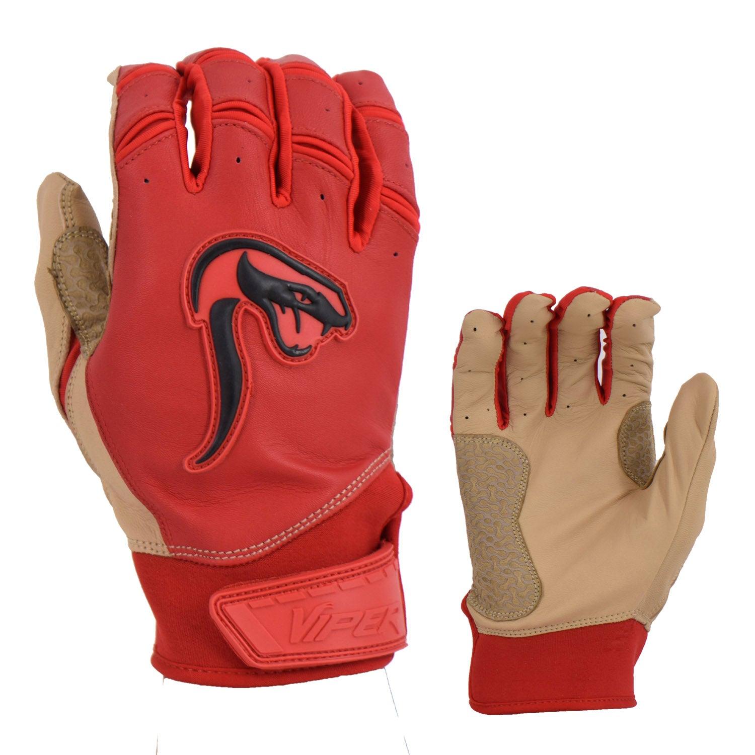 Viper Grindstone Short Cuff Batting Glove - Red/Tan - Smash It Sports