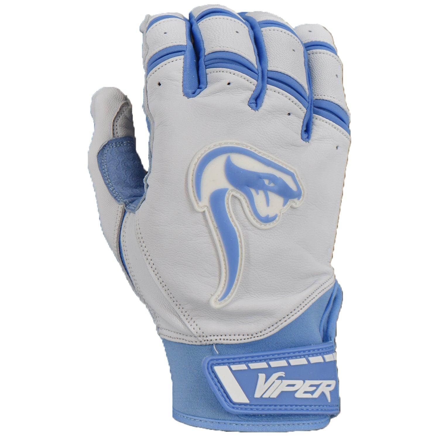 Viper Grindstone Short Cuff Batting Glove - White/Carolina - Smash It Sports