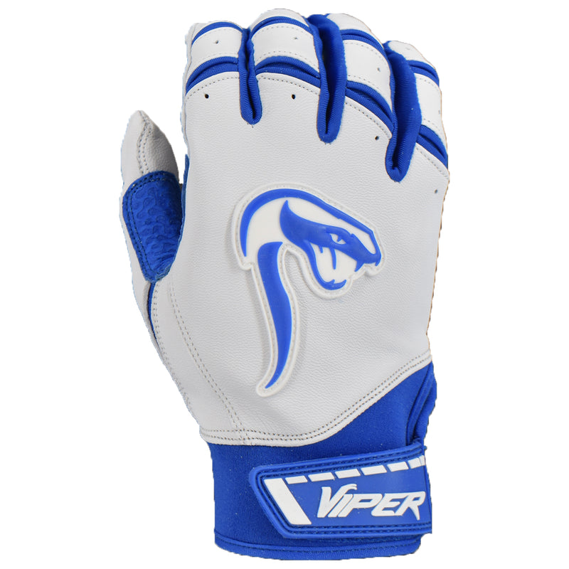 Viper Grindstone Short Cuff Batting Glove - White/Royal - Smash It Sports