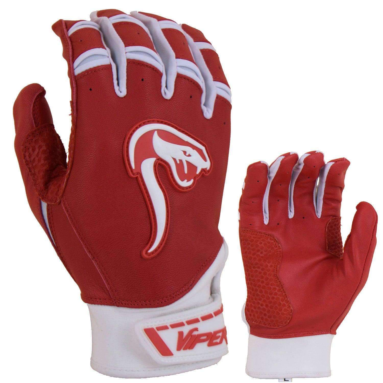 Viper Grindstone Short Cuff Batting Glove - Red/White - Smash It Sports