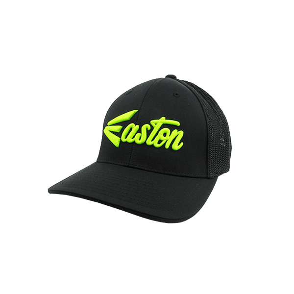 Easton Hat by Pacific (404M) All Black/Volt Script - Smash It Sports