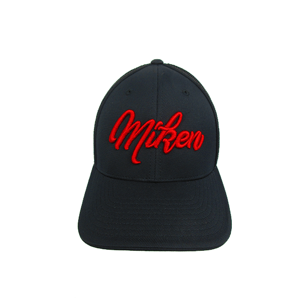 Miken Hat by Pacific (404M) ALL BLACK/ RED SCRIPT - Smash It Sports