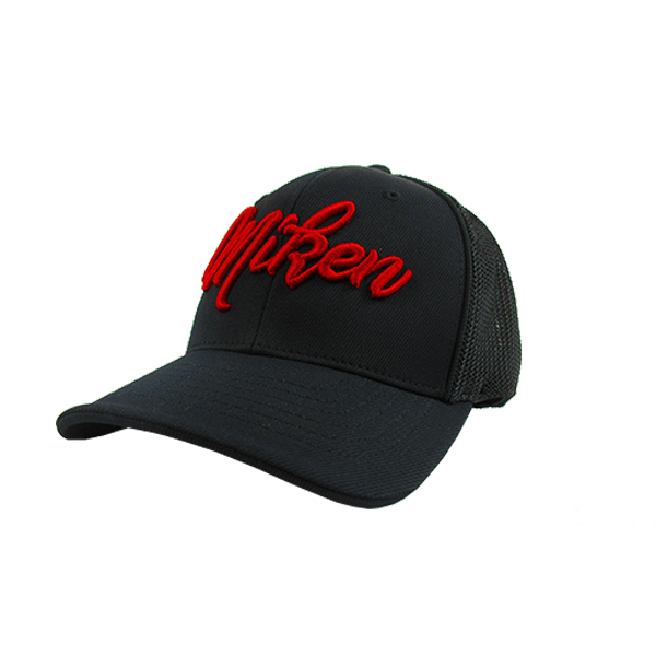 Miken Hat by Pacific (404M) ALL BLACK/ RED SCRIPT - Smash It Sports