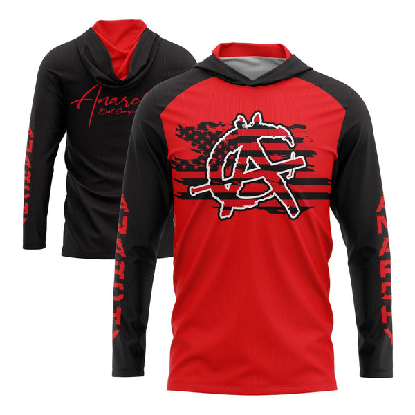 Anarchy Hooded Long Sleeve Tee - Black/Red - Smash It Sports