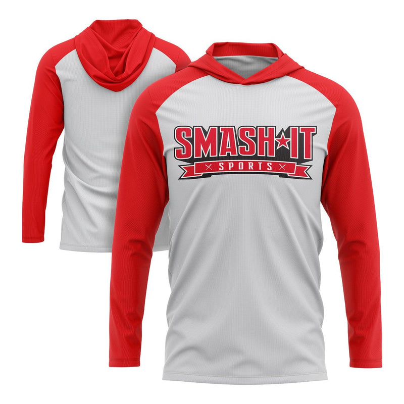 Smash It Sports Hooded Long Sleeve Tee - Red/White - Smash It Sports